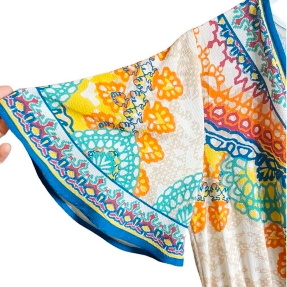 Bohemian Multicolor Maxi Summer Dress Festival Hippie Cottage Size Medium - Picture 2 of 6